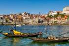 Rabelo boats on the Douro River, Porto, Portugal. Art Print